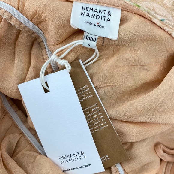 NWT HEMANT AND NANDITA Veena Dress in Nude Size Large One Shoulder Formal - Picture 11 of 14